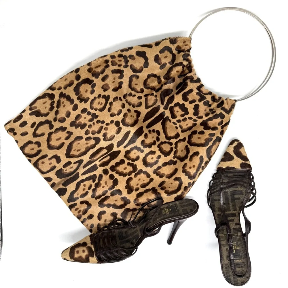 Fendi Leopard Print Hobo Bag with Black Accents